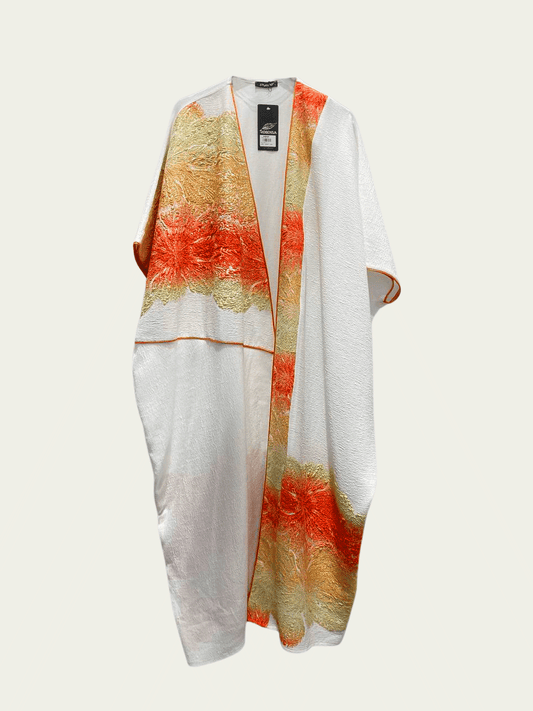 Abaya Orange and White Printed Special for Ramadan